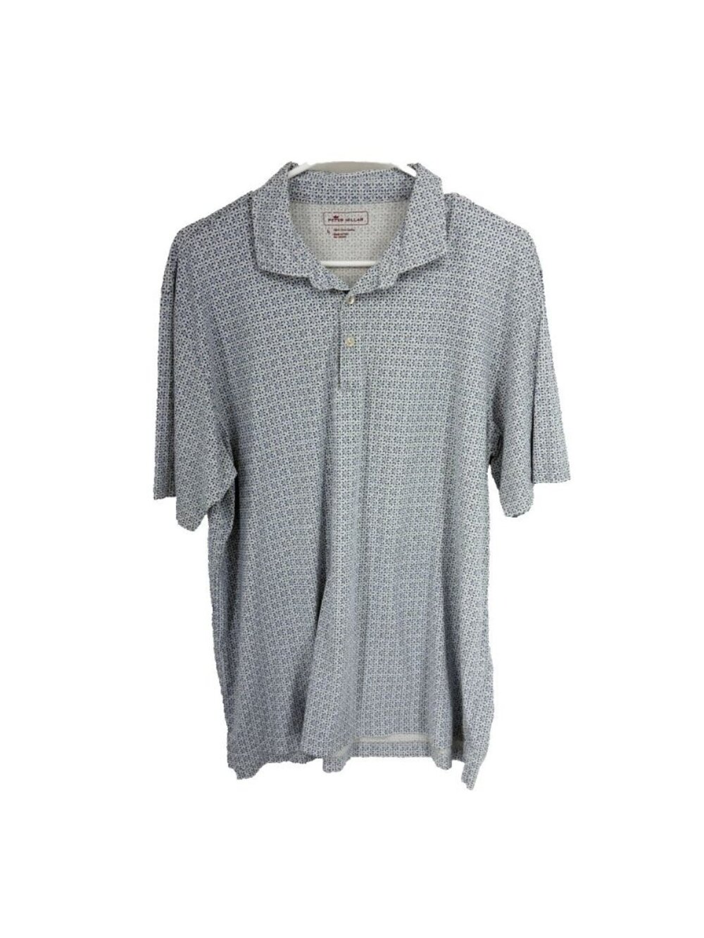 Peter Millar Men L Golf Polo Shirt Beer Bottle Short Sleeve Blue Performance Top